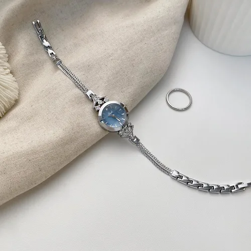 Miniatura 3 de CARLIEN Reloj de pulsera para mujer, pequeño, elegante, simple, de lujo, con esfera de perla, esfera de perla, ligero, correa de malla de acero