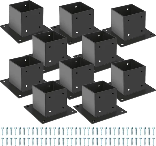 Miniatura 12 de Base de poste de 4×4, 2 piezas, soportes de poste de cubierta, tamaño interior de 3.5"x3.5", base de anclaje para poste de valla de acero grueso