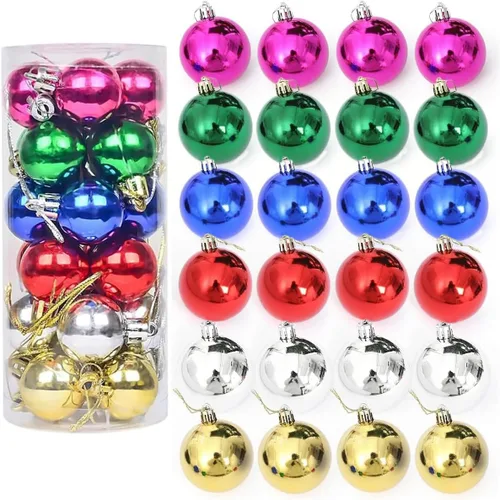 AllBeauty - Bolas de Navidad de 24 quilates y 1.575 in, decoración esencial para el árbol de Navidad, inastillables, para interiores y fiestas (1.57
