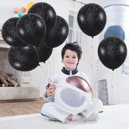 Miniatura 4 de Deekin 40 globos metálicos de 12 pulgadas con temática de galaxia, globos de látex para el espacio exterior, planeta, temática de astronauta