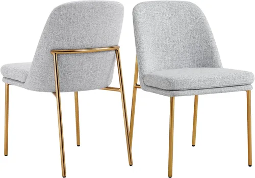 CHITA Juego de 2 sillas de comedor modernas, sillas de comedor de metal con certificación FSC para comedor, color gris claro