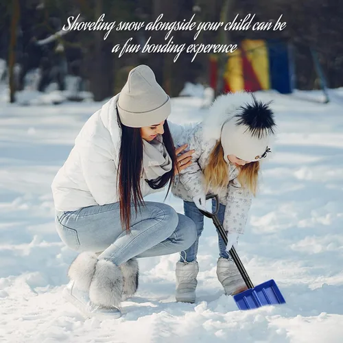 Miniatura 7 de Pala de nieve para niños, pala de nieve para niños pequeños, pala de plástico gruesa con mango de metal y agarre ergonómico en D, pala ligera de 32