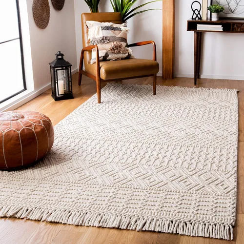 Miniatura 33 de SAFAVIEH Natura Collection - Alfombra decorativa de 2 x 3 pies, color marfil, con flecos de lana marroquí bohemia, hecha a mano, ideal para zonas
