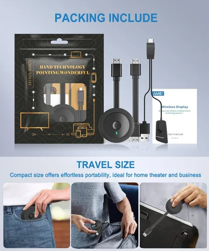 Miniatura 9 de Adaptador de pantalla HDMI inalámbrico 4K, receptor de reflejo de pantalla para i-Phone, i-Pad, Android, tableta, portátil, Windows a Gris