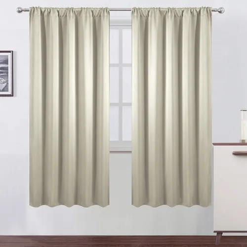 Miniatura 29 de LEMOMO Cortinas opacas negras para cocina, 42 x 45 pulgadas, juego de 2 paneles de cortinas opacas con bolsillo para cortinero para ventana pequeña