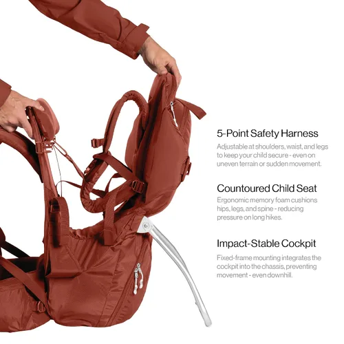Miniatura 9 de Vandra™ Canyon - Mochila portabebés escandinavo de senderismo - Gravity Lock™ marco de carcasa dura - Portabebés nido para niños pequeños y niños