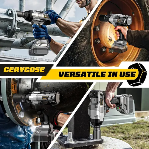 Miniatura 7 de Llave de impacto inalámbrica de 3/4 de pulgada compatible con batería Dewalt de 20 V, Cerycose1850 ft-lbs (2500 N.m), pistola de impacto eléctrica