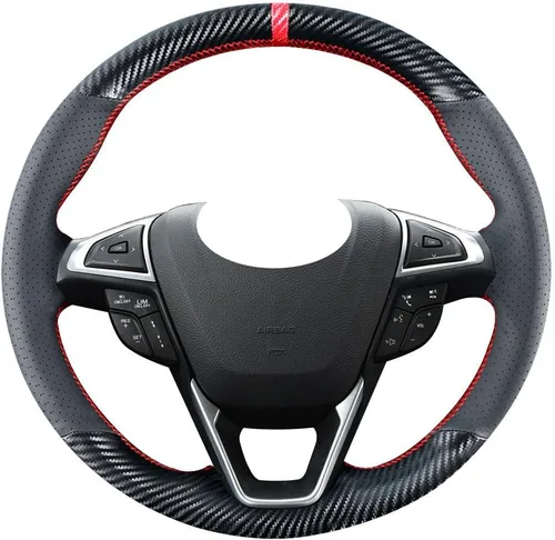 Miniatura 3 de Funda de volante de fibra de carbono con costura DIY para Ford Fusion Sedán 2013-2020 / Edge SUV de 4 puertas 2015-2020, 15 pulgadas, accesorios
