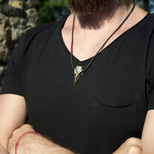 Miniatura 17 de Raven Skull Necklace with Viking Compass Vegvisir Pendant Bird Crow Odin Norse Animal Ancient Protection Amulet Talisman Nordic Goth Jewelry for Men