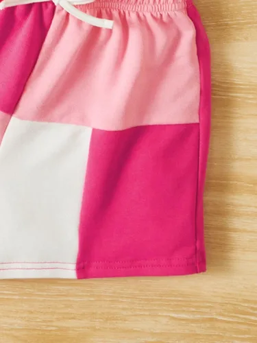 Miniatura 5 de SOLY HUX Toddler Girl's 2 Piece Outfits Summer Cute Colorblock Sleeveless Tank Tops and Track Shorts Sets Clothes