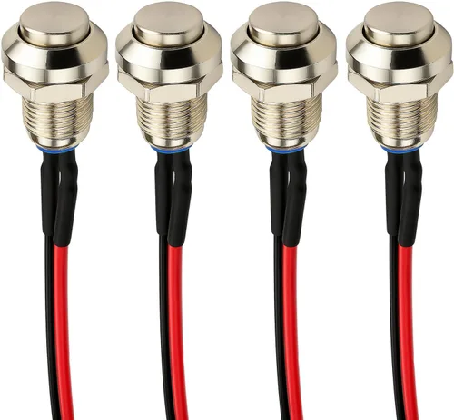 Miniatura 9 de Gebildet 10 piezas de botón de presión momentáneo mini precableado negro 3V-6V-12V-24V-230V/1A, SPST normalmente abierto ON/Off, botón redondo de 2