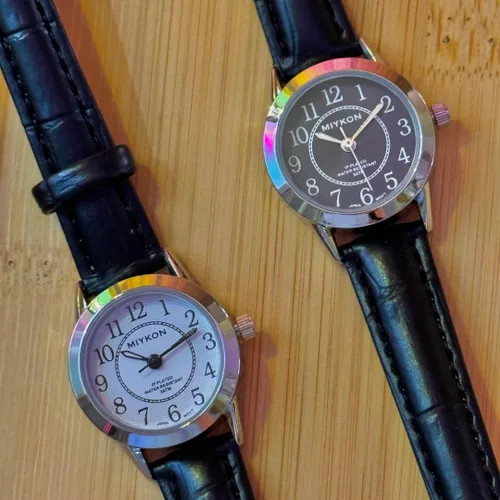 Miniatura 2 de Miykon Relojes para mujer – Delicado pequeño reloj analógico para mujer con correa de cuero vegano negro – Segundero, pulido iónico, cristal