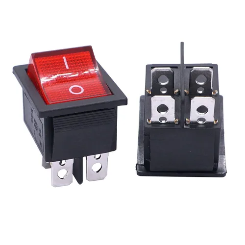 Miniatura 3 de Taiss 5 interruptores basculantes DPST ON/OFF de 4 pines 2 posiciones 16A 250VAC/20A 125VAC con luz roja iluminada interruptor de palanca basculante