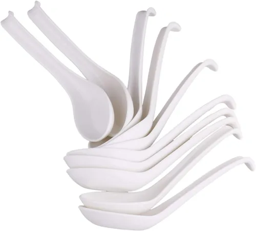 Aislor Juego de cucharas de sopa de 5/10 unidades, cucharas de ramen asiático multicolor para aperitivo, color blanco, talla única A