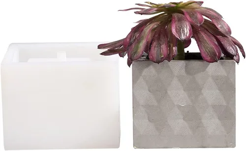 Miniatura 8 de NICOLE - Moldes cuadrados de silicona para maceteros de concreto para hacer macetas de flores para patrones de textura de corazón, jardinería, SH0656