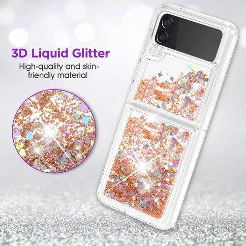 Miniatura 2 de Funda con purpurina para Samsung Z Flip 3, a prueba de golpes, funda de TPU transparente con purpurina líquida para Samsung Z Flip 3 para mujer
