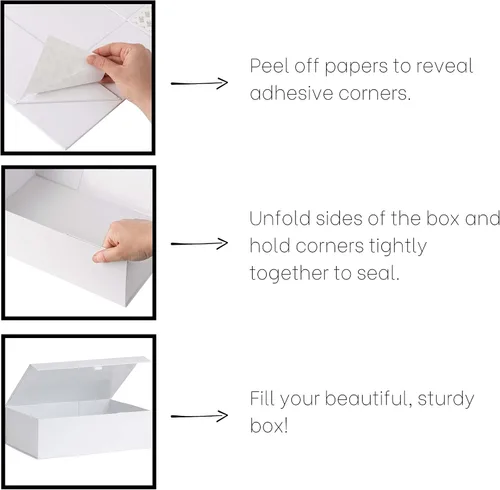 Miniatura 4 de Purple Q Crafts 1 Paquete Caja de Regalo Dura Blanca con Tapa de Cierre Magnético 10.5"x7"x3" Cajas de Favor Rectangulares con Acabado Blanco
