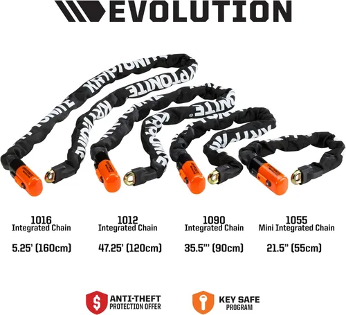 Miniatura 3 de Kryptonite 1016 Evolution - Cadena de bicicleta integrada de 9.7 libras, cadena de acero de 10mm de 5.25 pies de largo con llaves para bicicletas