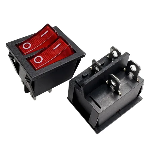 Miniatura 24 de Interruptor basculante DPST On-Off Unilluminated Negro 4 Pin 1.220x0.984 in Rectangular Snap-in Interruptor de alimentación de palanca