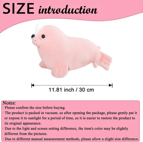 Miniatura 5 de zhidiloveyou Almohadón de peluche de sello rosado lindo, muñeca Kawaii para niños, 29.97 cm