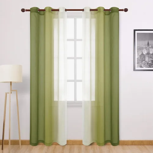 Miniatura 12 de DWCN Cortinas Transparentes de Lino Sintético Negro Degradado Ombré - Cortinas Semi Transparentes de Gasa con Ojales en la Parte Superior