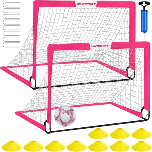 Miniatura 16 de Juego de porterías de fútbol para niños para patio trasero – 2 de 4 x 3 pies, equipo portátil de entrenamiento de portería de fútbol, red de fútbol