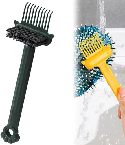 Herramienta limpiadora de cepillos de cabello 2 en 1, elimina sin esfuerzo el cabello y el polvo de los peines, mini rastrillo de limpieza con púa y