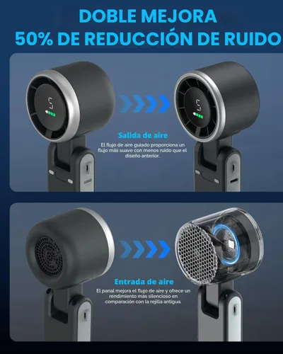 Miniatura 5 de PlayHot Ventilador turbo portátil de mano, de 5 velocidades, funciona con pilas, hasta 12 horas de batería, de mano 3 en 1, con refrigeración Air