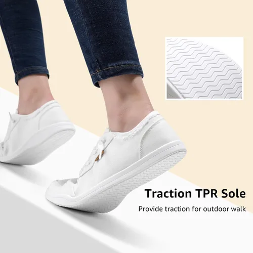 Miniatura 5 de STQ Zapatos sin cordones para mujer, zapatillas de lona clásicas de moda