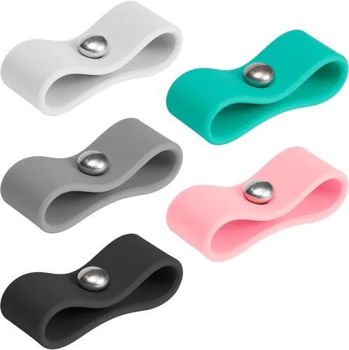 Paquete de 5 organizadores de cables, organizador de cables de anillo, soporte USB organizador de cables, bridas de cables de silicona, correas de