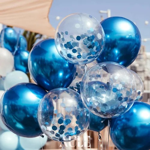 Miniatura 4 de AULE - Globos de fiesta (42 unidades), diseño de globos de látex y confeti y cintas de 64 ft, 12 pulgadas, set de decoración