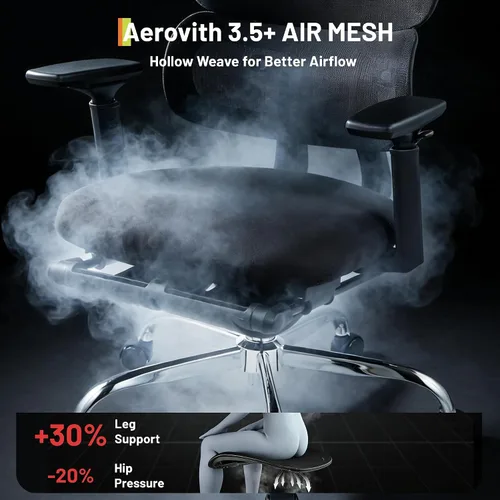 Miniatura 6 de Silla de oficina ergonómica de malla con reposacabezas 3D, silla de escritorio lumbar ajustable de 400 libras, brazos abatibles 4D, respaldo