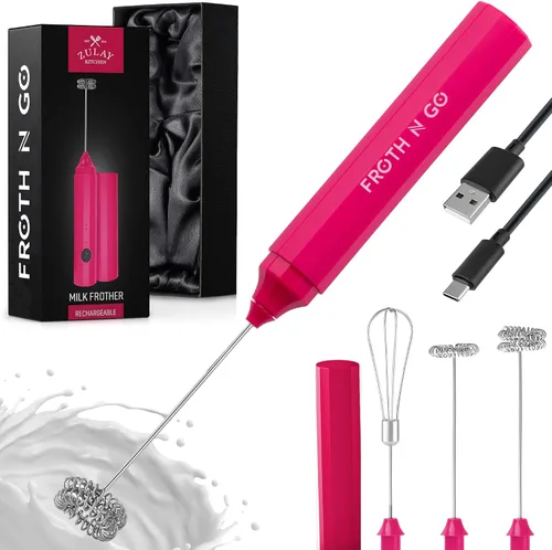 Miniatura 56 de Zulay Kitchen Batidora Espumadora de Leche con Varilla Alimentada por Duracell Mezclador de Bebidas - Duradero, Motor Z Max Patentado - Batidor