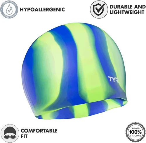 Miniatura 2 de TYR Gorro de natación para adultos de silicona multicolor Verde