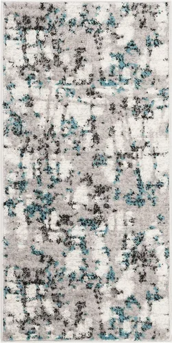 SAFAVIEH Skyler Collection SKY193B - Alfombra moderna abstracta que no desprende pelusa, para sala de estar o dormitorio, 2 x 4 pies, gris/azul