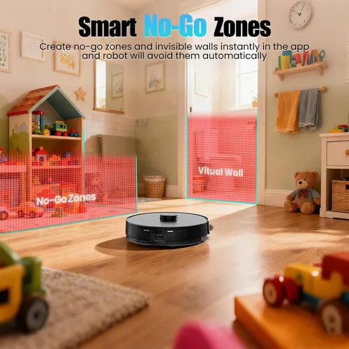 Miniatura 6 de Robot aspirador y trapeador E10+, autovaciado de 75 días, succión de 8000 PA, navegación LiDAR, mapeo del hogar, aplicación y control de voz, tiempo