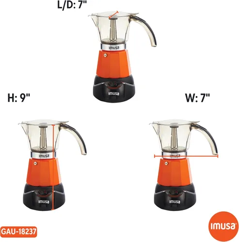 Miniatura 7 de Imusa - Máquina eléctrica para hacer espresso de 6 o 3 tazas, color negro, para café cubano, moka y bebidas de espresso