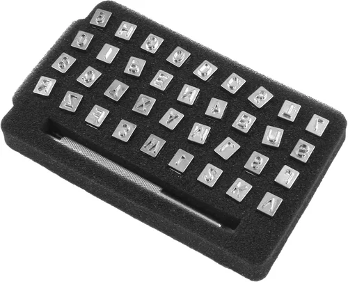 Coufce Juego de 36 sellos de letras y números de metal, herramientas de estampado de cuero para manualidades, herramientas de perforación de cuero