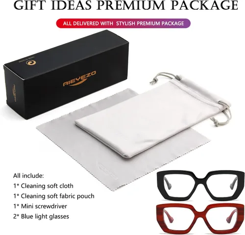 Miniatura 6 de AIEYEZO Gafas de luz azul con marco grueso para hombres y mujeres, gafas cuadradas de moda para computadora, antifatiga ocular y previenen el dolor