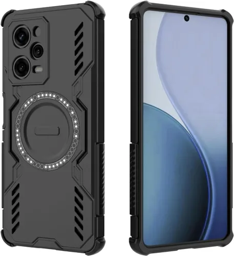 Diseño de funda de teléfono para Redmi Note 12 Pro 5G (6.67 pulgadas), funda a prueba de golpes con anillo magnético, color negro