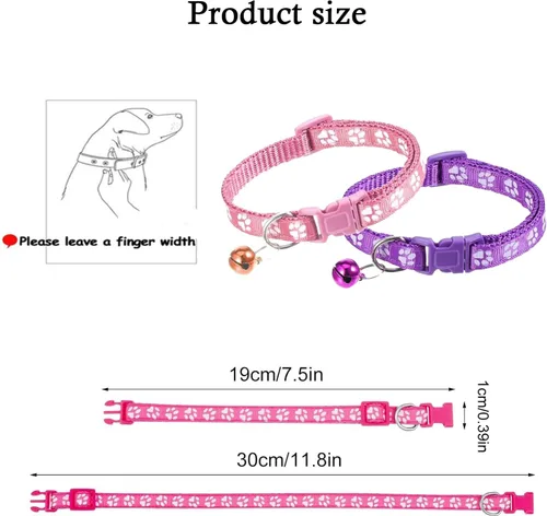 Miniatura 2 de Collares para cachorros, 19 unidades de collares de identificación para cachorros con campana ajustable de 7.5-12.6 in, collares de identificación