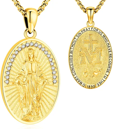 Miniatura 274 de Eusense Saint Necklace Sterling Silver 925 Protection Jewelry for Men Women Patron St Medals Amulet Pendant
