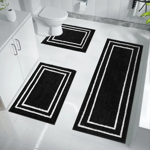 Miniatura 10 de Uphome Tapete de baño gris para baño, 18 x 24 pulgadas, moderno, antideslizante, lavable a máquina, tapete de baño absorbente de microfibra suave