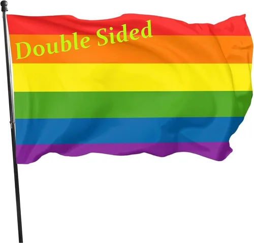 Bandera para exteriores de 2.5 x 4 pies, bandera LGBT de arcoíris y orgullo gay, bandera para decoración del hogar y jardín, con ojales, duradera,