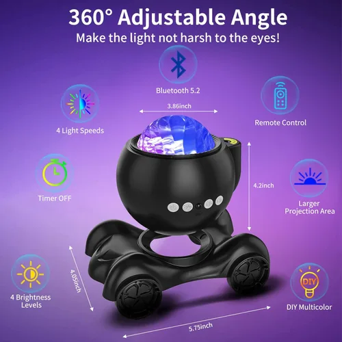 Miniatura 5 de ENOKIK Proyector de luz del norte, proyector Aurora Star Altavoz Bluetooth integrado, máquina de ruido blanco para niños y adultos, luz Galaxy