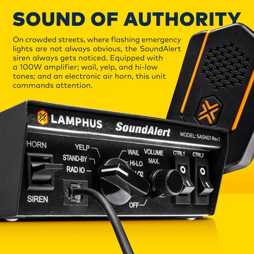Miniatura 2 de SoundAlert Kit de sistema PA de sirena policial 12V 100W [altavoz delgado de 118-124dB] [2 x 16A interruptor auxiliar] [sirena de aire manos libres]