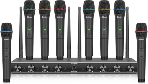 Miniatura 11 de D Debra Audio AU800 Pro UHF Sistema de micrófono inalámbrico de 8 canales con micrófonos de mano inalámbricos tipo lavalier con auriculares