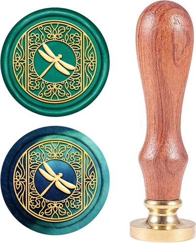 Miniatura 18 de CRASPIRE Sello de cera con diseño de amapola de 0.98 pulgadas (0.984 in), diseño de flores extraíbles de latón con mango de madera para Halloween