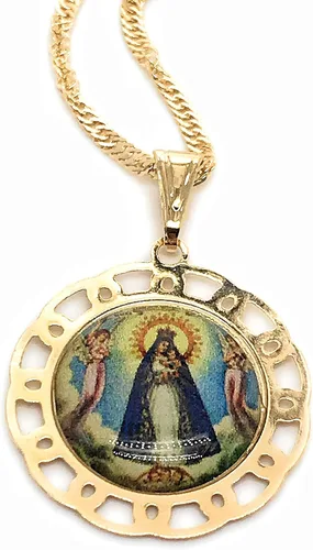 Miniatura 7 de SIFRIMANIA Cadena de medalla religiosa católica chapada en oro para niños y mujeres