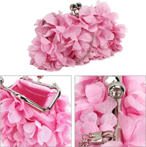 Miniatura 7 de Buddy - Bolso de mano de satén suave para mujer, con forma de rosa, para boda, fiesta